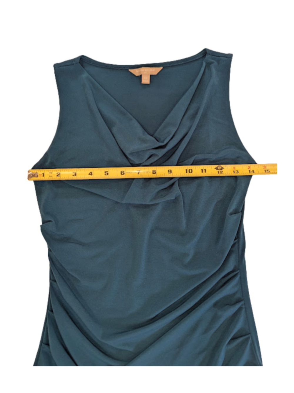 Banana Republic Womens XS Teal Ruched Cowl Neck Top Quiet Luxury Office Chic - Picture 7 of 10